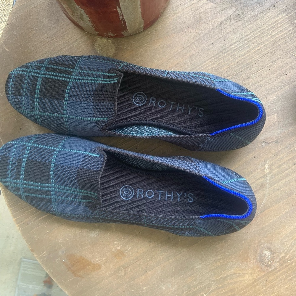 Rothy's Blue and Black Loafers Slip-Ons